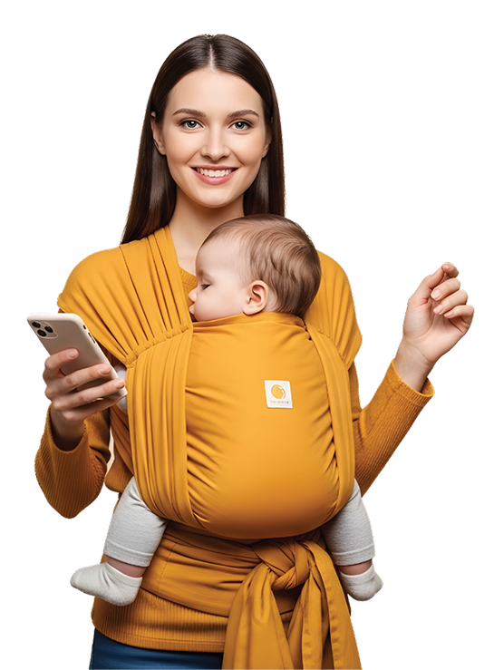 Lady smiling holding baby