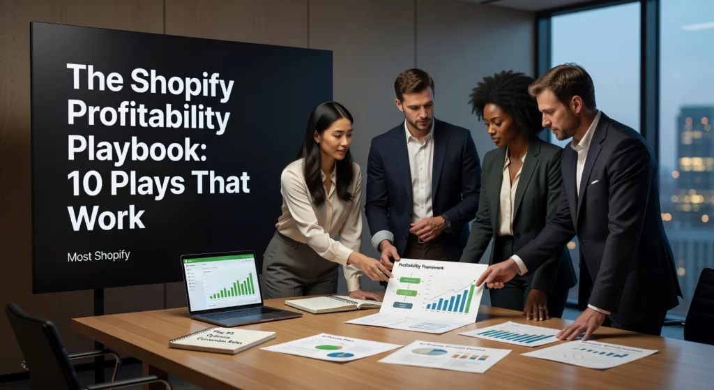 Professional header image for list-based article: The Shopify Profitability Playbook: 10 Plays That Work