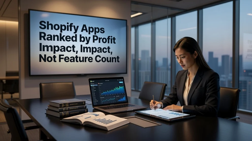 Professional header image for list-based article: Shopify Apps Ranked by Profit Impact, Not Feature Count