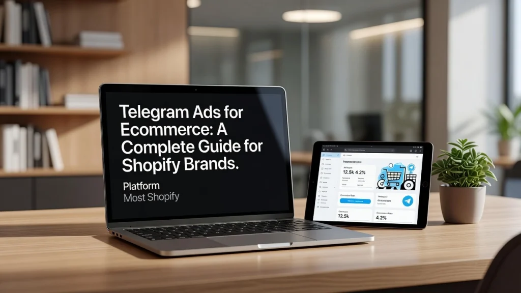 Professional header image for educational tutorial: Telegram Ads for Ecommerce: A Complete Guide for Shopify ...